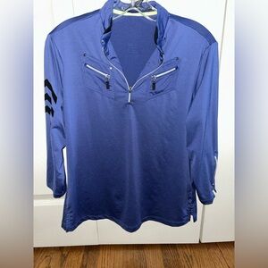 Jamie Sadock Blue Quarter-Zip Top with Zippered Pockets